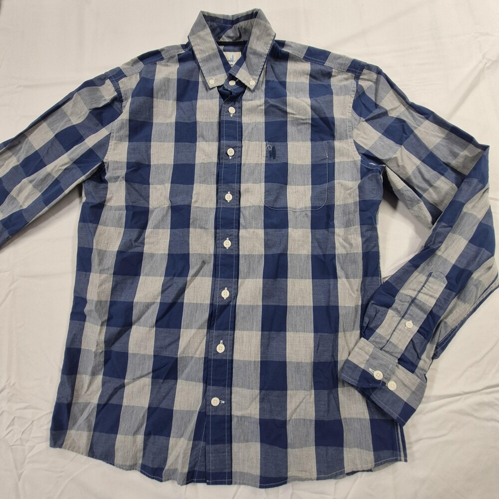 Johnnie-O Shirt Hangin' Out Mens Small Blue Check Long Sleeve Button Down
